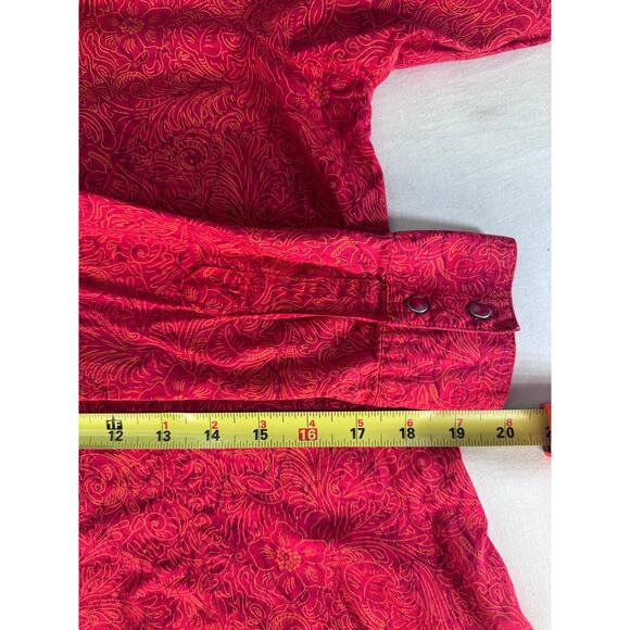 Wrangler Women's L VTG Inspired Red Floral Snap Closure Collared Shirt Western - Picture 8 of 9